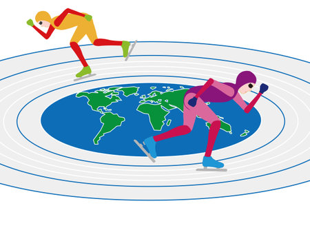 Illustration of an international speed skating competition.のイラスト素材
