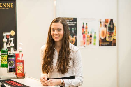 Man is walking alone in Prague 7 district carrying her shopping bags during quarantine period due to outbreak of COVID-19 as winter is starting, Czech Republicのeditorial素材