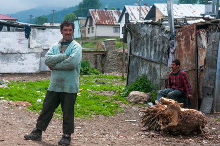 5/16/2018. Lomnicka, Slovakia. Roma or Gypsy community in the heart of Slovakia, living in horrible conditions. They suffer for poverty, stigma and luck of equal opportunities.のeditorial素材