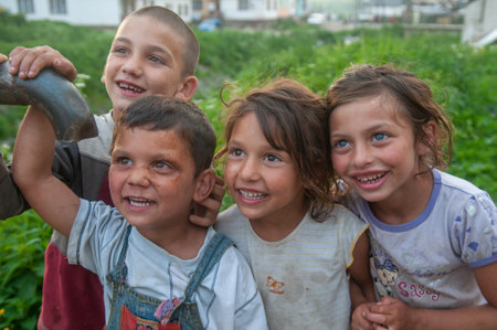 5/16/2018. Lomnicka, Slovakia. Roma or Gypsy community in the heart of Slovakia, living in horrible conditions. They suffer for poverty, stigma and luck of equal opportunities.のeditorial素材