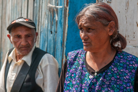 5/16/2018. Lomnicka, Slovakia. Roma or Gypsy community in the heart of Slovakia, living in horrible conditions. They suffer for poverty, stigma and luck of equal opportunities. Desolation, discrimination and misery.のeditorial素材