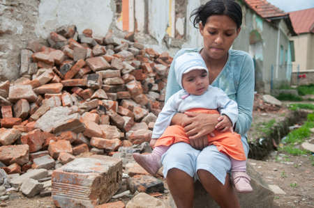 5/16/2018. Lomnicka, Slovakia. Roma or Gypsy community in the heart of Slovakia, living in horrible conditions. They suffer for poverty, stigma and luck of equal opportunities.のeditorial素材
