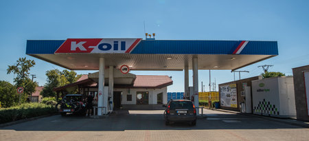 Central Bohemia, Czech Republic, 09-11-2020. K-OIL, Lobecek. Gas station in Prague and in the outskirts (Bohemia region), on a sunny dayのeditorial素材