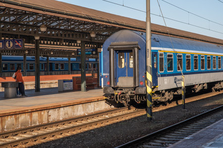 Prague, Czech Republic, 12-31-2020. Prague main train station (Praha Hlavni Nadrazi) is empty during COVID-19 on December 31, 2020のeditorial素材