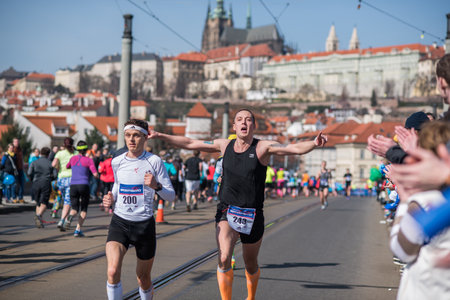 Prague, Czech Republic. 05-08-2016. Runners from all over the world gather at the Marathon Prague, Czech Republic.のeditorial素材