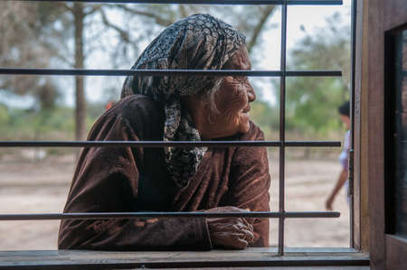 Chaco Province. Argentine. Portrait of an old indigenous woman in the north of Argentine.