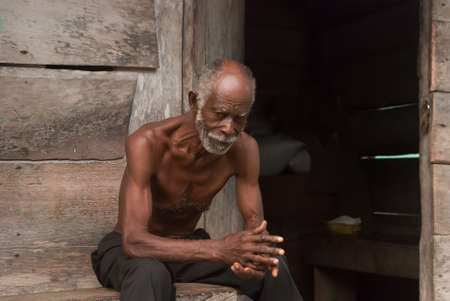 Darien Province, Panama. 07-18-2019. Portrait of afro-descendent old man from the Darien Province, in Panama, Central America.のeditorial素材