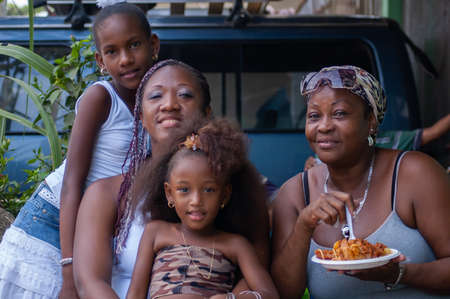 Darien Province, Panama. 07-18-2019. Afro-descendent people gather on the city of Yaviza to meet with friends and family.のeditorial素材