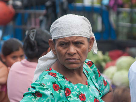 Suchitoto, El Salvador. 03-21-2019. Portrait of an old woman in the old city of Suchitoto.のeditorial素材