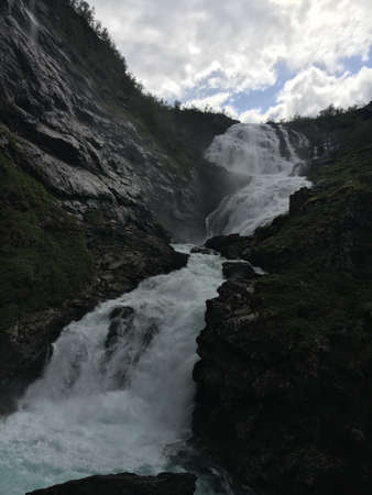 Kjossfossen Waterfall,Norwayの写真素材