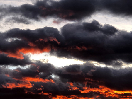 Fiery clouds in the skyの写真素材