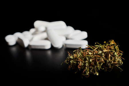 Pills and Marijuana.の写真素材