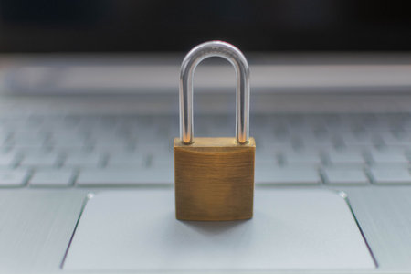 Padlock on a laptop computer. The concept of security and protection of information.の写真素材