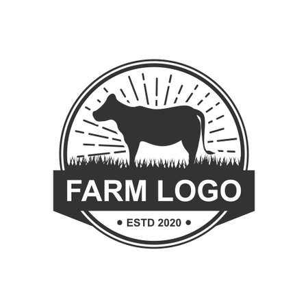 Farm concept logo template. Label for farm products. Vector illustrationのイラスト素材