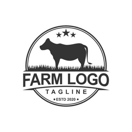 Farm concept logo template. Label for farm products. Vector illustrationのイラスト素材