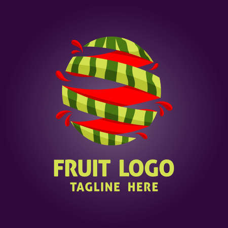 Abstract watermelon logo template. Flat vector design for organic shop, healthy food store and cafe.のイラスト素材
