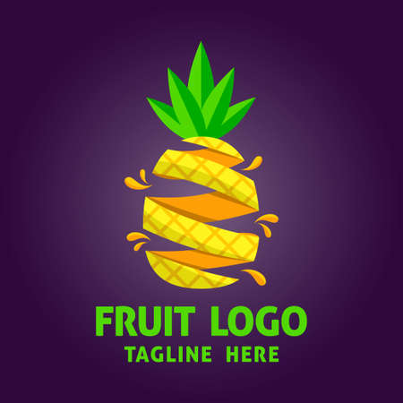 Abstract pineapple logo template. Flat vector design for organic shop, healthy food store and cafe.のイラスト素材