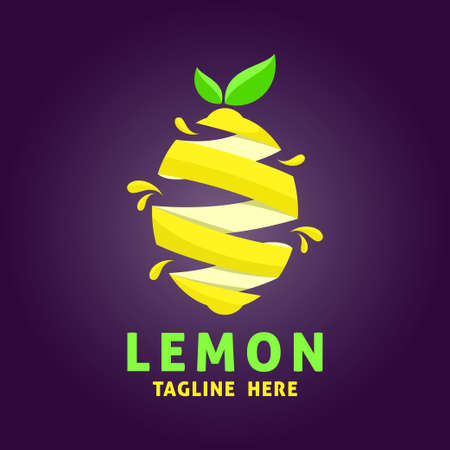 Abstract lemon logo template. Flat vector design for organic shop, healthy food store and cafe.のイラスト素材