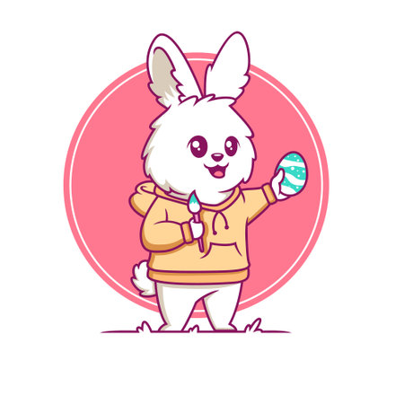 easter day bunny cartoon illustrationのイラスト素材