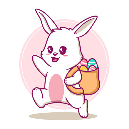 Easter bunny cartoon illustrationのイラスト素材