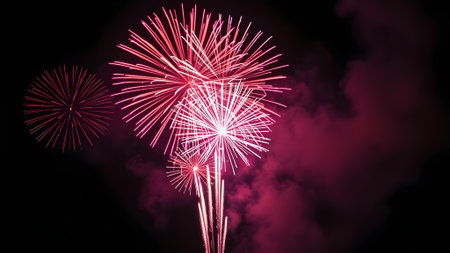 Colorful firework display for celebration happy new year 2015 and merry christmasの素材