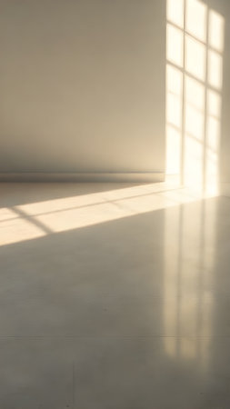 White room with sun light and shadow on the wall, abstract backgroundの素材