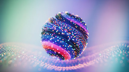 3d rendering of abstract particles in space with depth of field and bokeh effectの写真素材