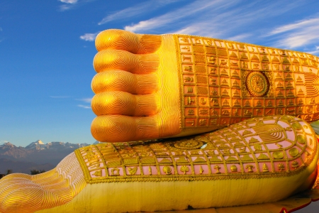 108 auspicious things on the feet of the  Buddha statueの写真素材