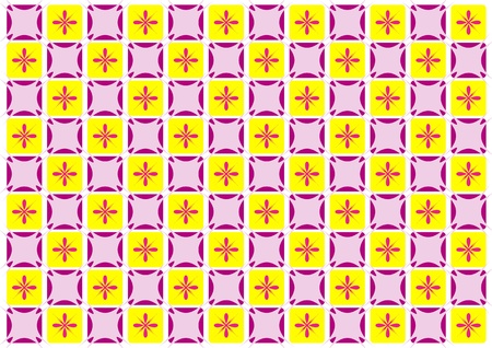 Flower and square box pattern background illustrationのイラスト素材