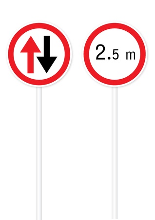 Two ways and heigh allowed road signsの写真素材