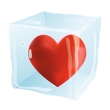 The heart in an ice cube isolated on the white backgroundのイラスト素材