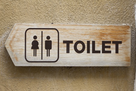 Toilet sign made of woodenの写真素材