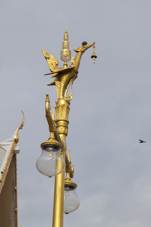 Lamp post with swan sculpture of Thailandの写真素材