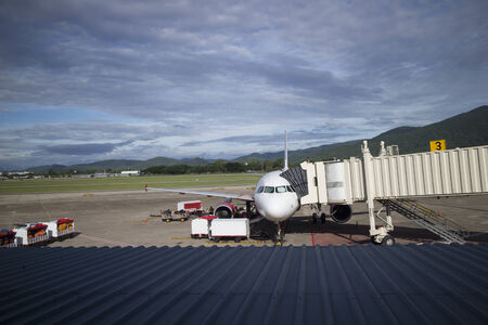 Airplane during loading at the airport