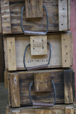 Old wooden crate heap upのeditorial素材