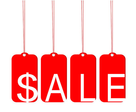 Sale letters on red tags, vectorのイラスト素材