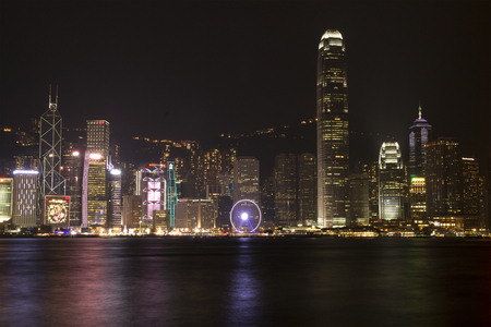 Hongkong city at night , January 2016,  Victoria harbour, Hongkongのeditorial素材