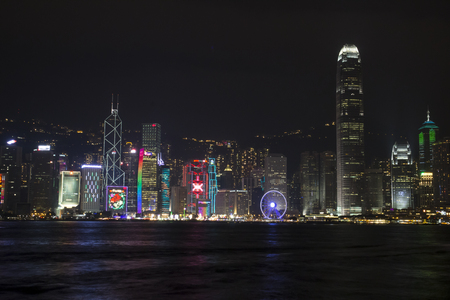 Hongkong city at night , January 2016,  Victoria harbour, Hongkongのeditorial素材