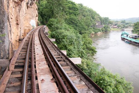 The old railway built during World War II in Kanchanaburi, Thailandの写真素材