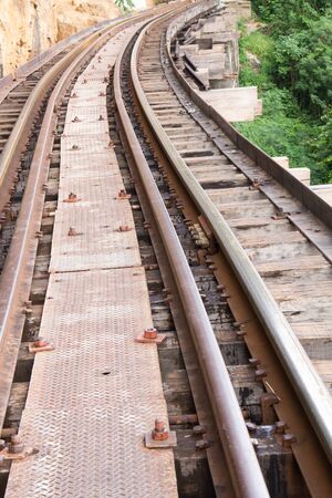 The old railway built during World War II in Kanchanaburi, Thailandの写真素材