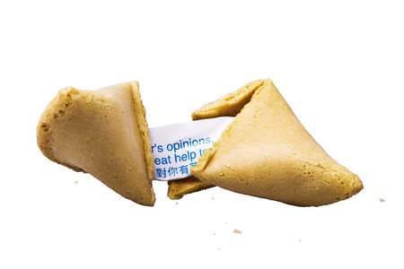cracked fortune cookieの写真素材