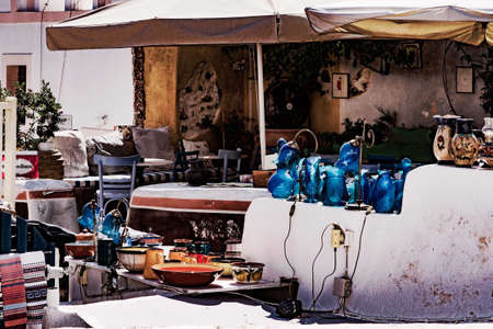 Souvenirs shop in Oia Town in Santoriniの素材