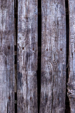 Old, gray boards fastened with rusty nails.の写真素材