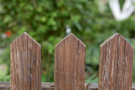 A wooden fence in the village.の写真素材