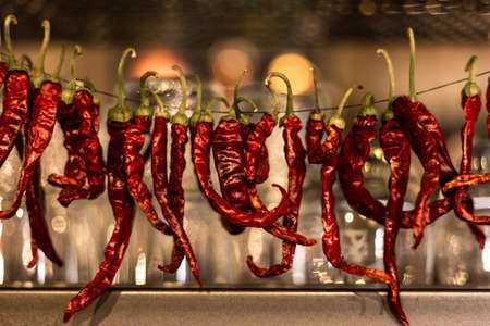 Red hot chili peppers, Spicy pepper. Pepper beads.の写真素材