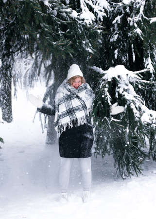 A person is cross country skiing in the snowの写真素材