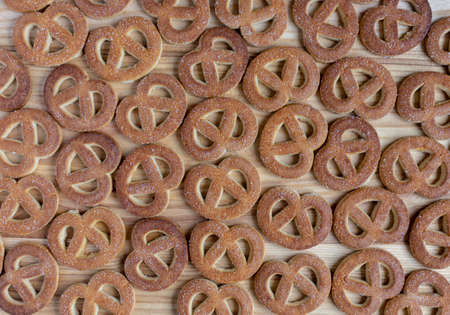 Baking on a wooden tabletop. Flour sweets.の写真素材