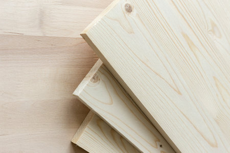 Wooden furniture board. Wooden building material. Glued board.の写真素材