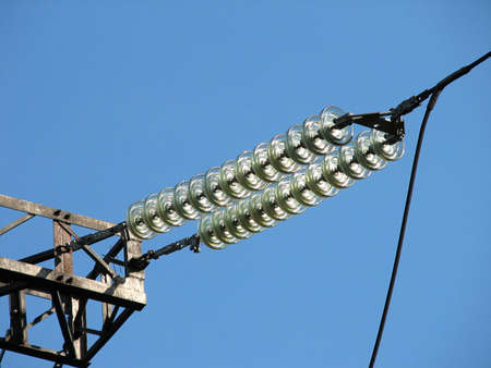 Insulators of a power transmission towerの写真素材