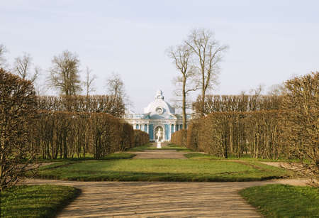 Alley in park of Pushkin, famous town in Russia
